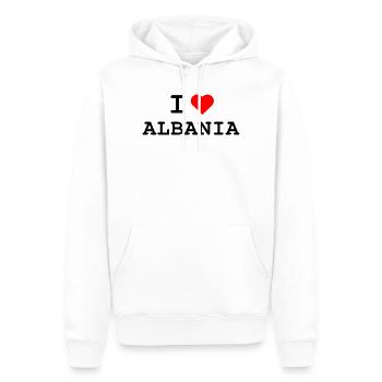 I love Albania - Ich liebe Albanien - Männer Premium Bio Hoodie - Weiß - Vorne - Nico (187cm)