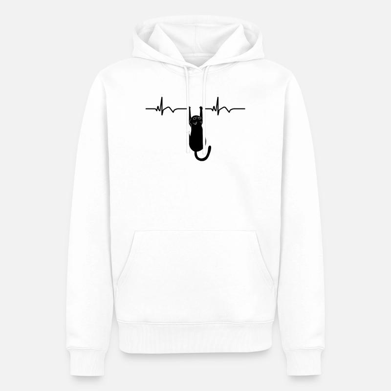 Katze EKG Herzfrequenz Herzschlag - Männer Premium Bio Hoodie - Weiß