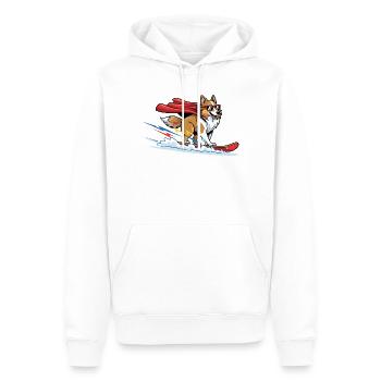 Superheld Corgi Mit Cape Auf Surfbrett - Männer Premium Bio Hoodie - Weiß - Vorne - Nico (187cm)