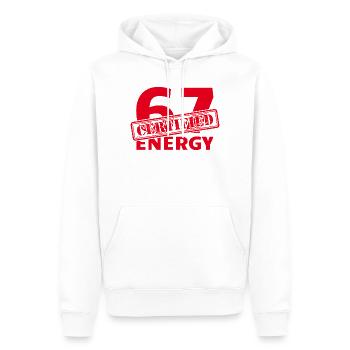 Certified 6 7 Energy Fun 67 Number Six Strainer - Men’s Premium Organic Hoodie - white - Front - Nico (187cm)