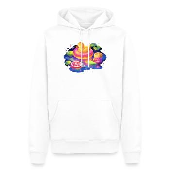 Voyage au canard donut fruité - Sweat à capuche Premium bio Homme - blanc - Devant - Nico (187cm)
