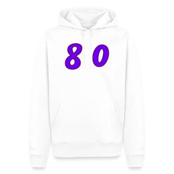 80. 80 JAHRE. 80. JUBILÄUM. 80-JAHRES-JUBILÄUM. - Männer Premium Bio Hoodie - Weiß - Vorne - Nico (187cm)