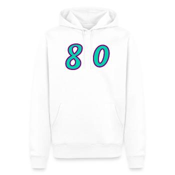 80. 80 JAHRE. 80. JUBILÄUM. 80-JAHRES-JUBILÄUM. - Männer Premium Bio Hoodie - Weiß - Vorne - Nico (187cm)