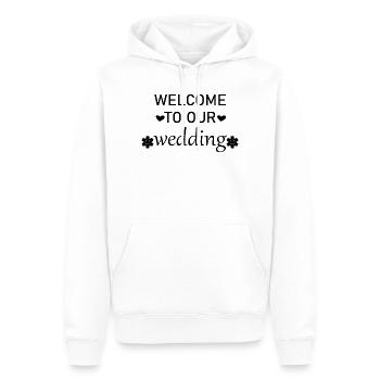 Welcome to our wedding - Men’s Premium Organic Hoodie - white - Front - Nico (187cm)