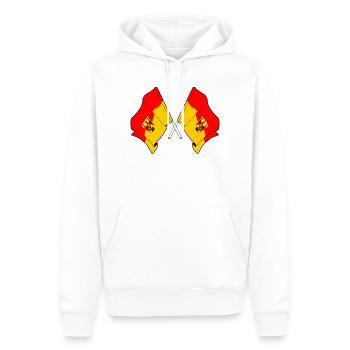 Gekreuzte Burgenland-Flaggen - Männer Premium Bio Hoodie - Weiß - Vorne - Nico (187cm)