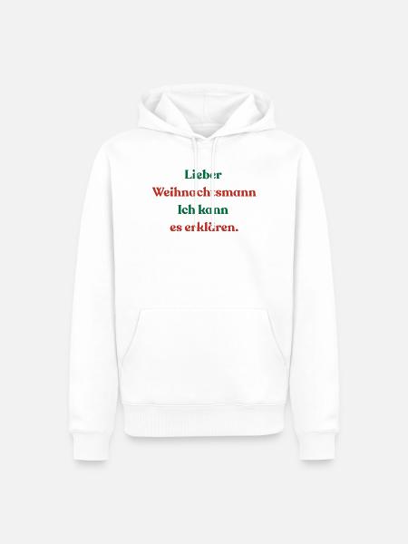 Lieber Weihnachtsmann Ich kann es erklären - Männer Premium Bio Hoodie - Weiß