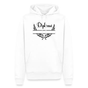 Diplôme in Laurel Wreath with Namespace - Men’s Premium Organic Hoodie - white - Front - Nico (187cm)