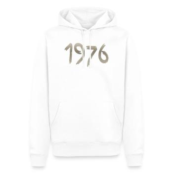 Jahr 1976 mit einem handgemachten Schlag - Männer Premium Bio Hoodie - Weiß - Vorne - Nico (187cm)
