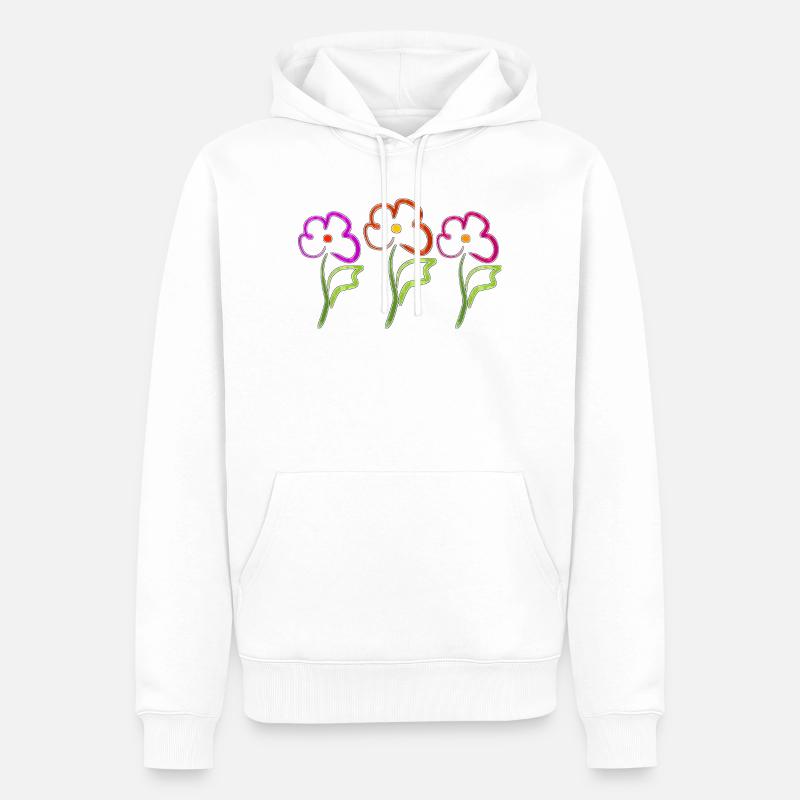Fleur - Sweat à capuche Premium bio Homme - blanc