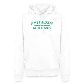Textdesign Amsterdam – Pays-Bas - Sweat à capuche Premium bio Homme - blanc - Devant - Nico (187cm)