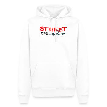 Vie de rue Graffiti - Sweat à capuche Premium bio Homme - blanc - Devant - Nico (187cm)