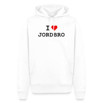 Ich liebe Jordbro - J’aime Jordbro - Sweat à capuche Premium bio Homme - blanc - Devant - Nico (187cm)