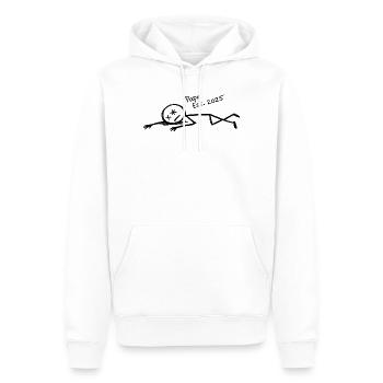 Figurine brodante allongée 2025 Papa avec yeux en X - Sweat à capuche Premium bio Homme - blanc - Devant - Nico (187cm)