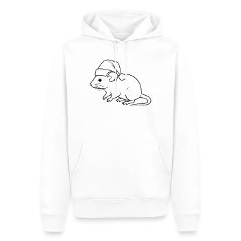 Rat drôle avec le chapeau du Père Noël – Art en traits - Sweat à capuche Premium bio Homme - blanc - Devant - Nico (187cm)