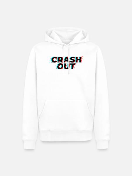 Crash Out – Glitch-Stil Schwarz Rot Cyan - Männer Premium Bio Hoodie - Weiß