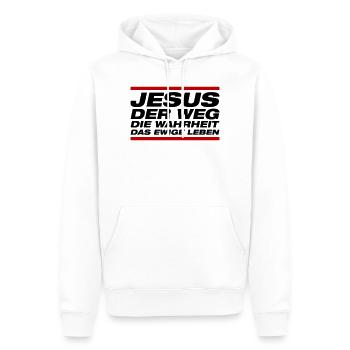 Jesus - Der Weg Die Wahrheit Das Leben - Männer Premium Bio Hoodie - Weiß - Vorne - Nico (187cm)