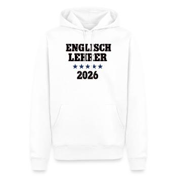 Professeur d’anglais 2026 École d’anglais - Sweat à capuche Premium bio Homme - blanc - Devant - Nico (187cm)