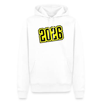 2026 - Männer Premium Bio Hoodie - Weiß - Vorne - Nico (187cm)