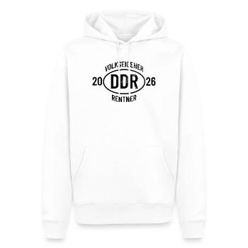 GDR Pensioner 2026 Gift Hoodie T-Shirt Mug - Men’s Premium Organic Hoodie - white - Front - Nico (187cm)