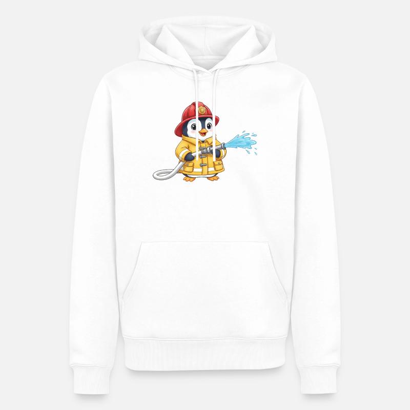 Pompiers Penguin Enfants Pompiers Mignons - Sweat à capuche Premium bio Homme - blanc