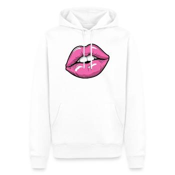 Popart Lippen in Pink Glow - Männer Premium Bio Hoodie - Weiß - Vorne - Nico (187cm)