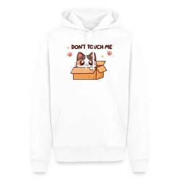 Chaton Dans Boîte – Pas Toucher - Sweat à capuche Premium bio Homme - blanc - Devant - Nico (187cm)