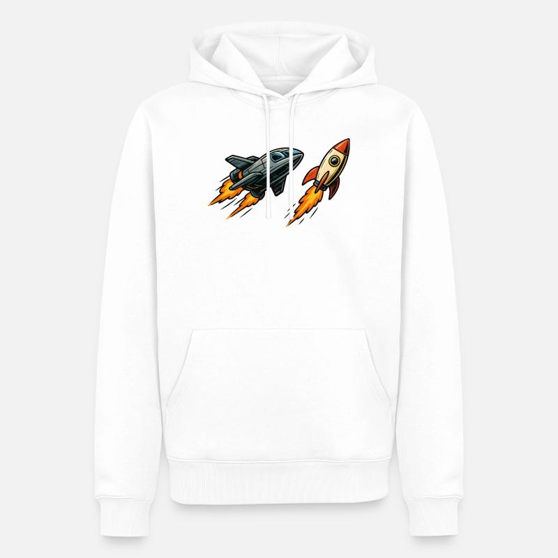 Espace de dessin animé Rocket Sprint - Sweat à capuche Premium bio Homme - blanc
