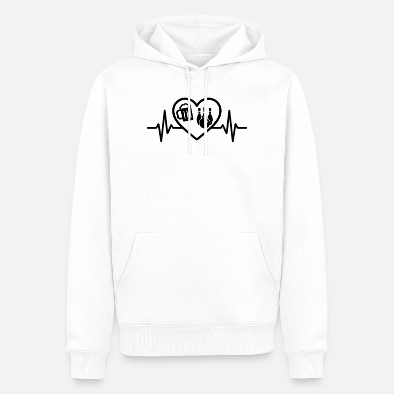 Herz Bier Bowling Humor - Männer Premium Bio Hoodie - Weiß