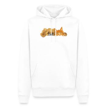 Pekingeserhund und Ginger Maine Coon-Katze - Männer Premium Bio Hoodie - Weiß - Vorne - Nico (187cm)