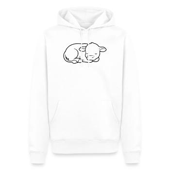 Veau endormi Vache bébé mignon - Sweat à capuche Premium bio Homme - blanc - Devant - Nico (187cm)
