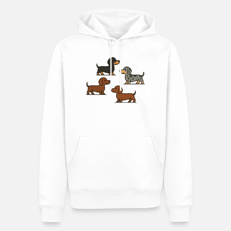 Quatuor teckel : Spotted & Solid - Sweat à capuche Premium bio Homme - blanc