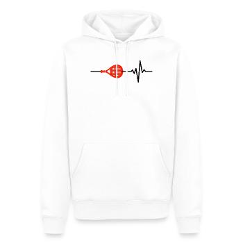 Padel ist mein Leben, Herzschlag,  Court-Junkies - Männer Premium Bio Hoodie - Weiß - Vorne - Nico (187cm)