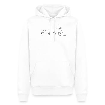 Hund Herzschlag – Line Art Design - Männer Premium Bio Hoodie - Weiß - Vorne - Nico (187cm)