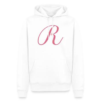 R, wie Royal, zarte Eleganz mit Bedeutung - Männer Premium Bio Hoodie - Weiß - Vorne - Nico (187cm)