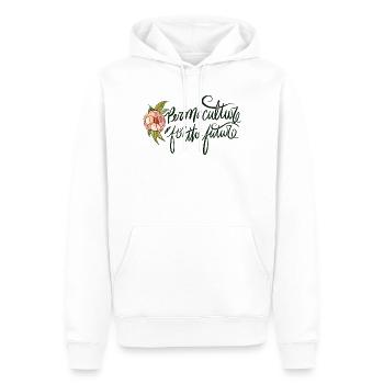 Permaculture Future Floral Emblem - Men’s Premium Organic Hoodie - white - Front - Nico (187cm)