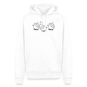 Schweinchen mit Herzen - Männer Premium Bio Hoodie - Weiß - Vorne - Nico (187cm)