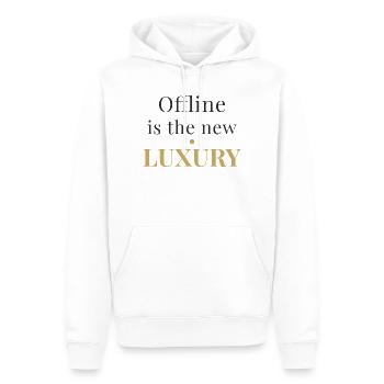 Offline is the New Luxury – Minimal Design - Men’s Premium Organic Hoodie - white - Front - Nico (187cm)