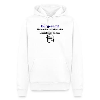 Bürgeramt Blau Typografie Shirt - Männer Premium Bio Hoodie - Weiß - Vorne - Nico (187cm)