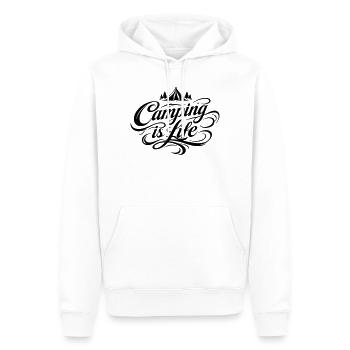 Dicton de la vie de camping - Sweat à capuche Premium bio Homme - blanc - Devant - Nico (187cm)