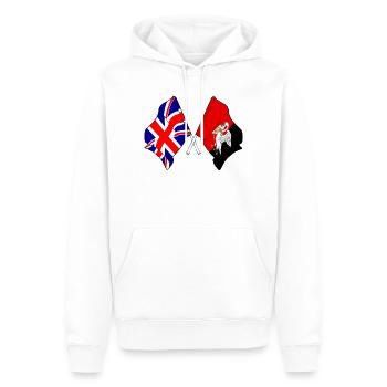 Buckinghamshire & Großbritannien gekreuzt - Männer Premium Bio Hoodie - Weiß - Vorne - Nico (187cm)