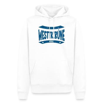 Sweat à capuche, casquette et mug du stade de Kiel, tribune ouest - Sweat à capuche Premium bio Homme - blanc - Devant - Nico (187cm)