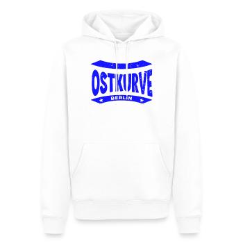 Berlin Stadion Ostkurve, Hoodie, Shirt, Mütze - Männer Premium Bio Hoodie - Weiß - Vorne - Nico (187cm)