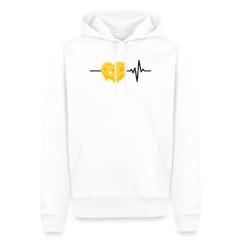 Käse ist mein Leben, Herzschlag, Cheese Lover - Männer Premium Bio Hoodie - Weiß - Vorne - Nico (187cm)