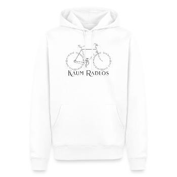 Hardly Wheelless – Minimal Bike Statement for Bikers - Men’s Premium Organic Hoodie - white - Front - Nico (187cm)