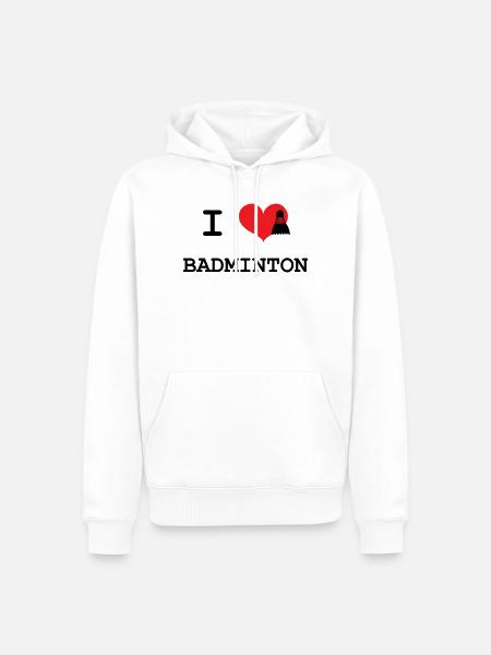 I love badminton - Men’s Premium Organic Hoodie - white
