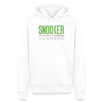 Snooker – Lasst uns die Jungs auf die Bühne bringen - Männer Premium Bio Hoodie - Weiß - Vorne - Nico (187cm)