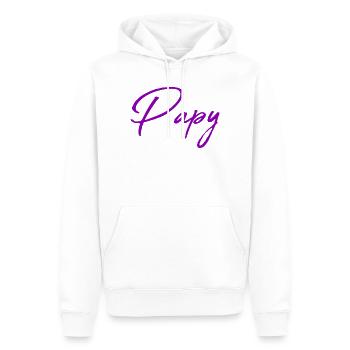 PAPY. PAPA. FÊTE DES PÈRES. BONNE FÊTE PAPA - Sweat à capuche Premium bio Homme - blanc - Devant - Nico (187cm)