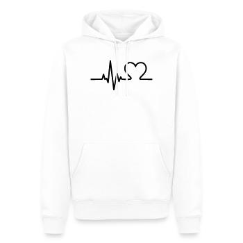 Battement de cœur avec cœur – Symbole de l’amour et de la vie - Sweat à capuche Premium bio Homme - blanc - Devant - Nico (187cm)
