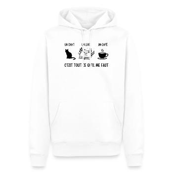 Verzaubertes Buch und leuchtendes Laub Katzenkaffee - Männer Premium Bio Hoodie - Weiß - Vorne - Nico (187cm)