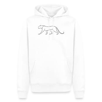Silent Leopard Silhouette in Minimal Flowing Lines - Men’s Premium Organic Hoodie - white - Front - Nico (187cm)